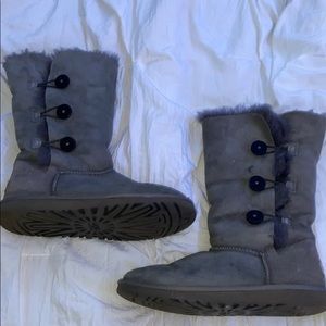 Grey UGG Tall Bailey Button Boots